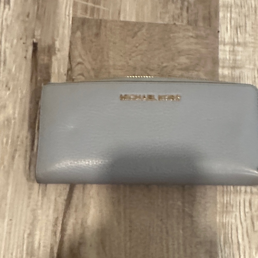 Michael Kors Sky Blue Wallet with Gold Accents